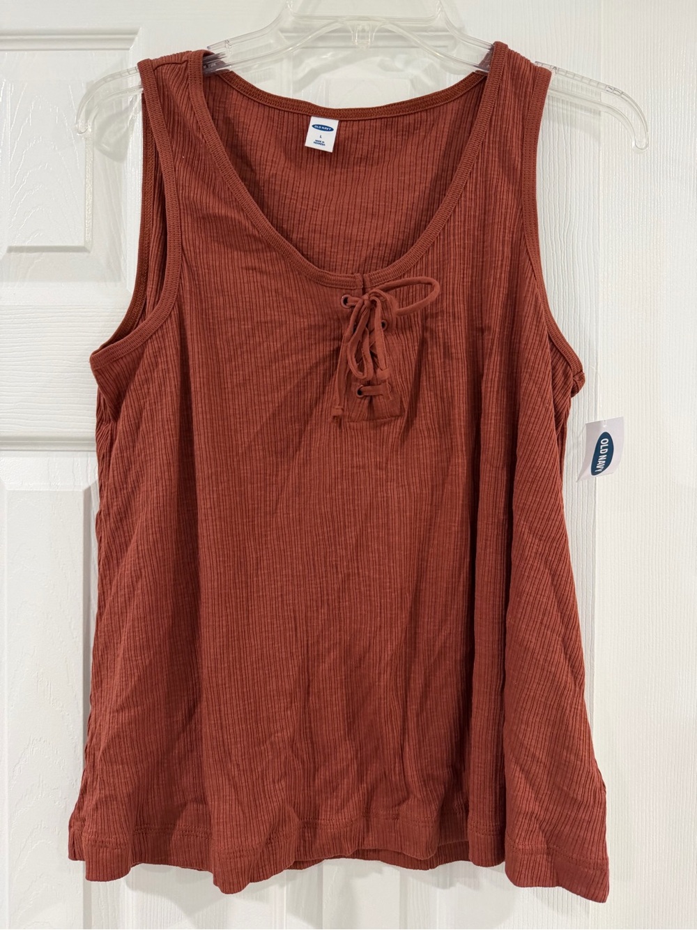 Old Navy Women's Rust Lace-Up Ribbed Tank